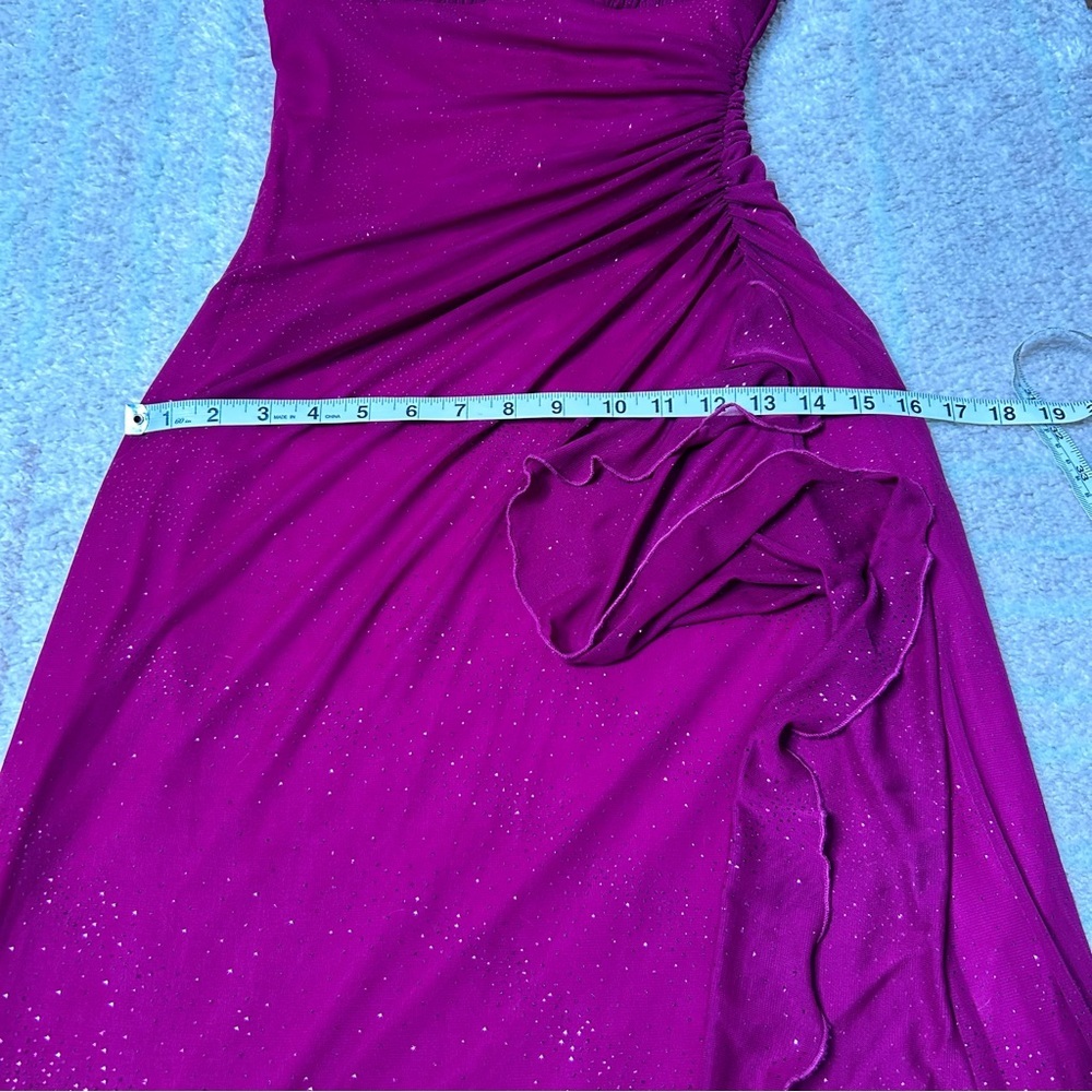 Vintage 90's City Triangles Maxi Length Evening Gown Ruched Size Medium Glitter - Picture 7 of 13